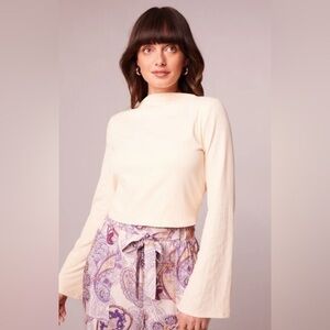 NWT Band of the Free Romantic Avril Cream MockNeck Crop Top Keyhole Back Size XS